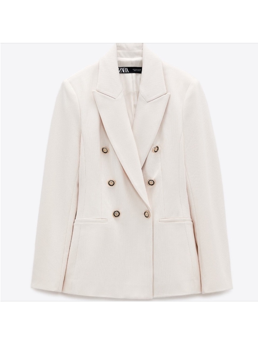 Zara Double-Breasted Off-White Blazer